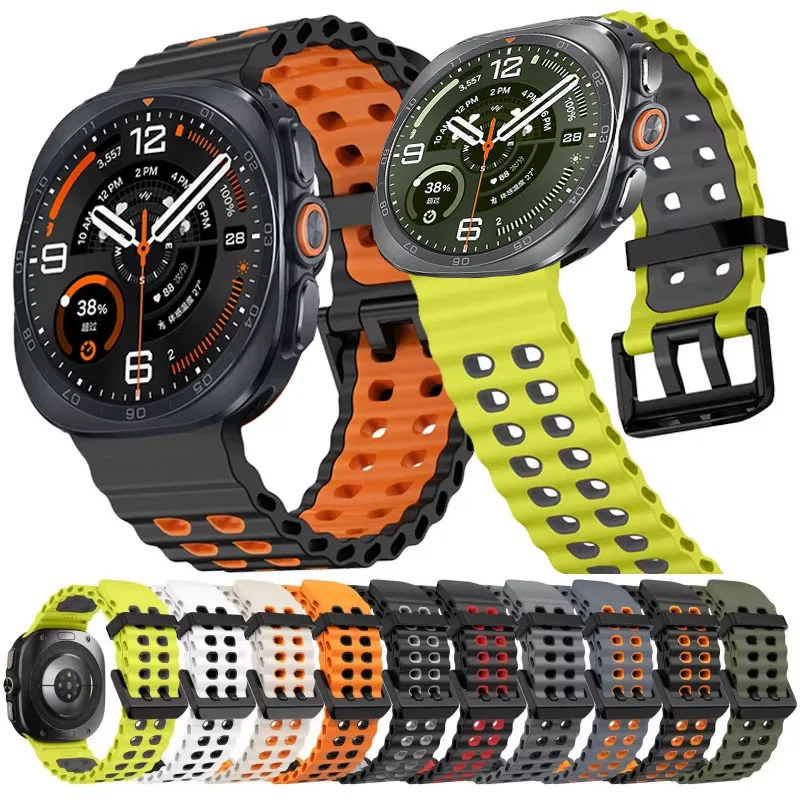 Bracelet en silicone bicolore pour Samsung Galaxy Watch Ultra2 2026, bracelet marin Correa pour Galaxy Watch Ultra 47mm 2025 2024