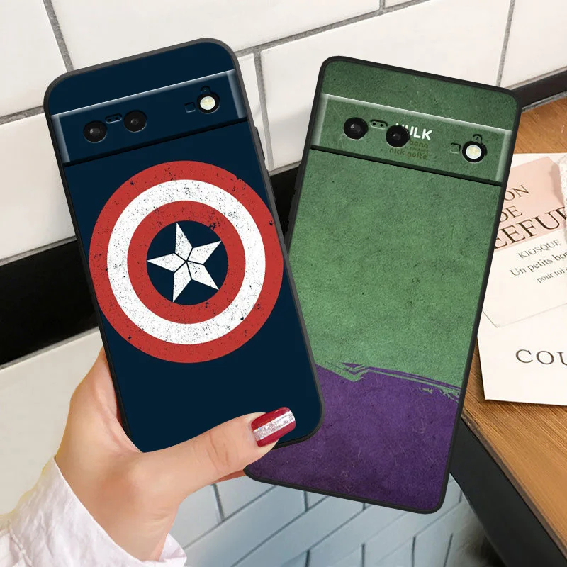 Marvel Superhero logo Shockproof Phone Cover for Google Pixel 7 6a 6 5a 5 4 4A XL 5G Black Case Soft Fundas Silicone Coque