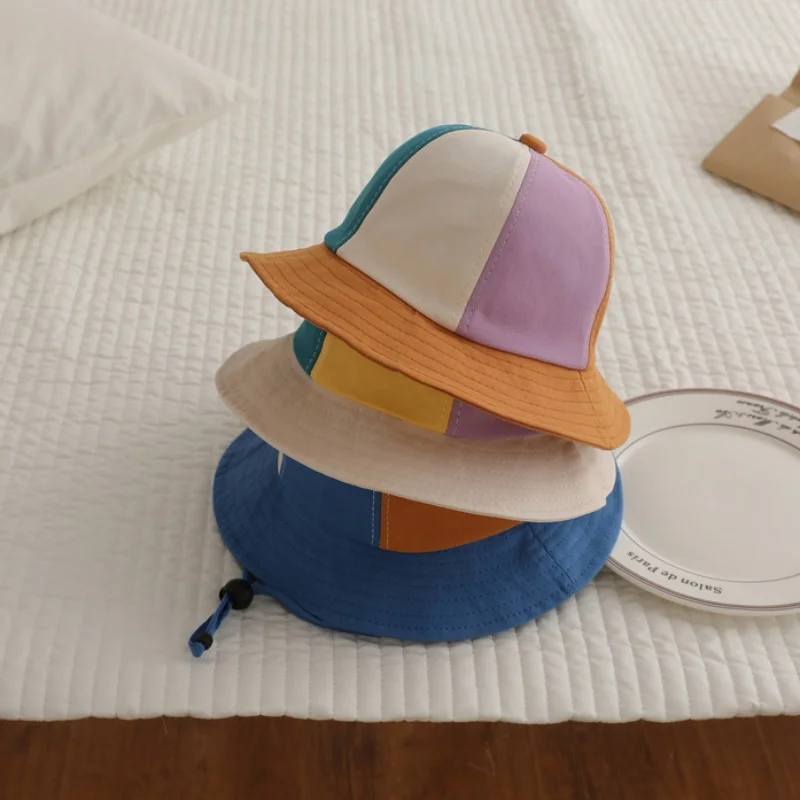 Korea Style Baby Hat Summer Newborn Baby Color Matching Rainbow Hat Kids Sun Hats Cap Children Panama Cap