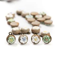 5pcs Handmade Ceramic Flower Beads Pendant Porcelain Accessories Jewelry Making Necklace DIY TCZ117