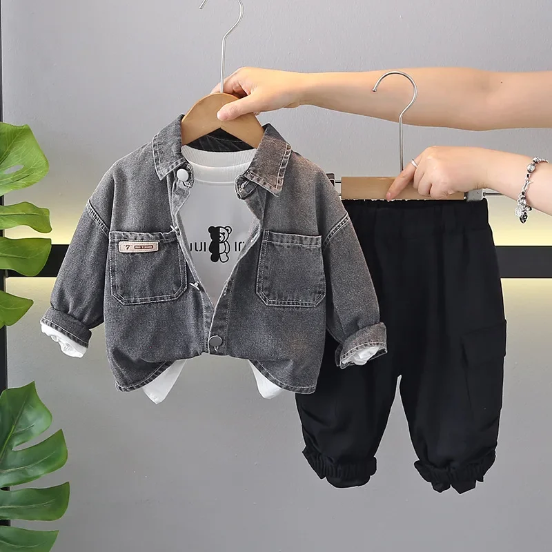 

New Spring Autumn Baby Boys Clothes Children Girls Jacket T-Shirt Pants 3Pcs/Set Infant Clothing Toddler Outfits Kids Tracksuits