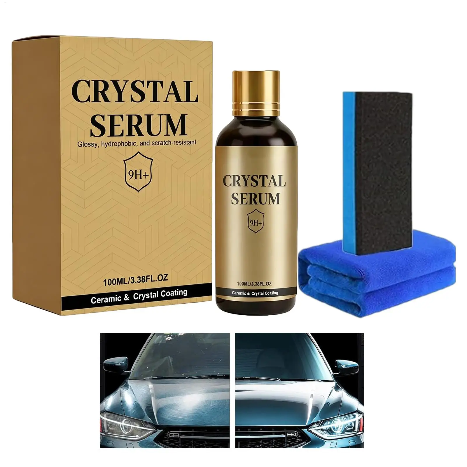 Car Ceramic Coating 100ml Hydrophobic Paint Gloss, Anti-Scratch Crystalcoating For Auto Detailing Professional & Daily Car Care
