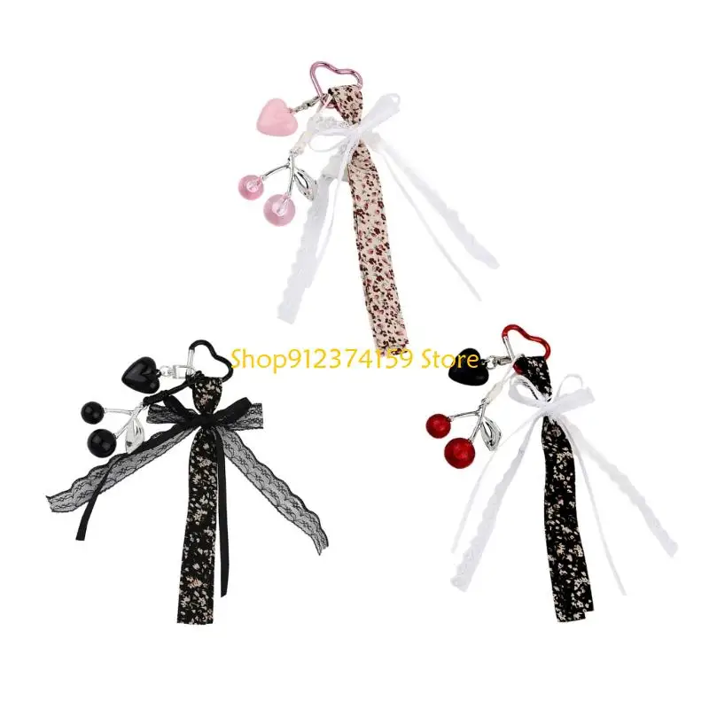 

G5AE Heart Keychain,Bag Charms,Cherry Key Chain Accessories Decor for Purse Handbag Car Keychain For Women and Girls