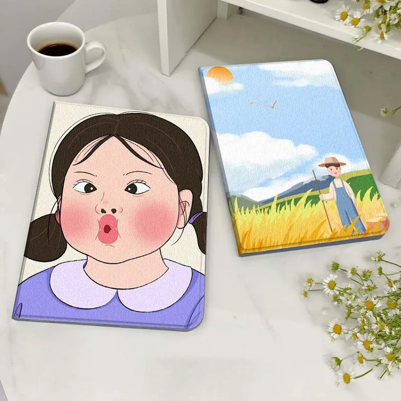 

Cute Cartoon Girl Sunset For Xiaoxin Lenovo Tab Pad K11 K10 M10 P11 3rd Plus Pro Legion Y700 Y900 Gen4 2 Tablet Case Gift