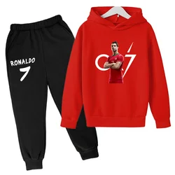 Children Hoodie CR7 Idol Printed Sweatshirt Boys Girls Toddler 3-12Y Top + Trousers 2P Sport Handsome Jumper Jogging Casual Suit