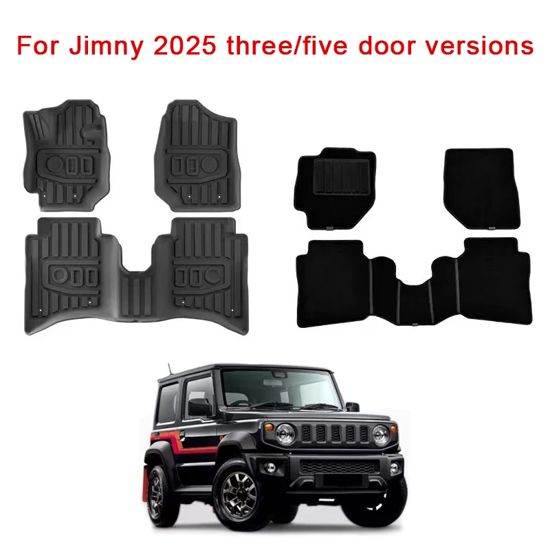 

Коврики для пола автомобиля Suzuki Jimny 2025 (трех- и пятидверные версии), леворульные и праворульные, из TPE, водонепроницаемые.