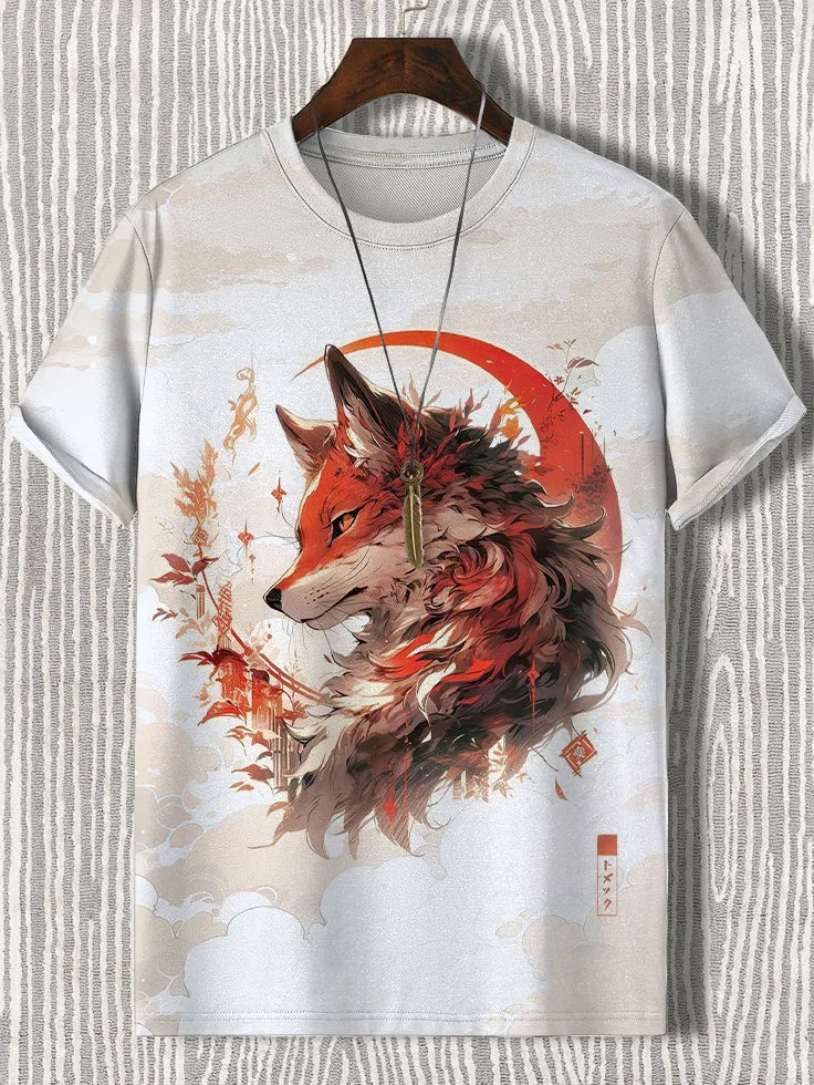 Summer Japanese Samurai Cat Short Sleeve 3D Printed Animal Pattern T-shirt New Sports Short Sleeve Fashion Oversized Men\'s Wear