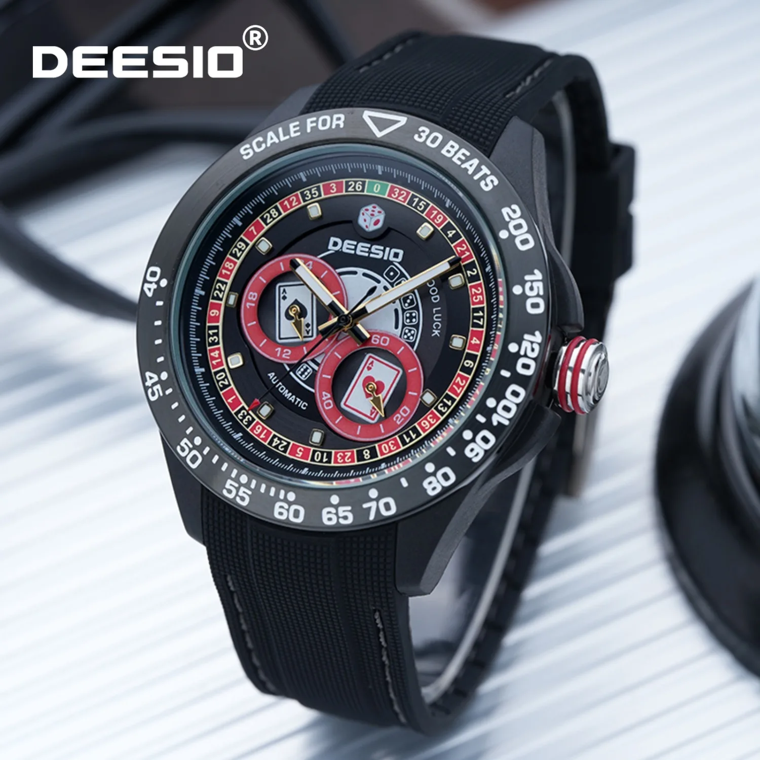 

Мужские автоматические механические часы Deesio, корпус из углеродного волокна, повседневные спортивные наручные часы, водонепроницаемые светящиеся наручные часы