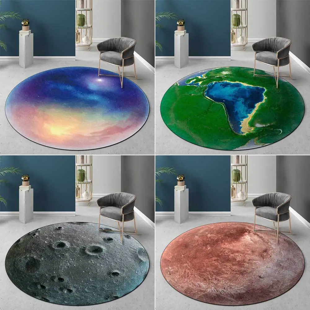 Outer Space Gold Wood Water Fire Earth Planet Empty Living Room Bedroom Hanging Basket Chair Round Mat Living Room Decoration