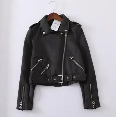 Spring Autumn Multi-Color Short Suede Leather Jacket Slim Fit Biker Top Versatile Fashionable Women's Short Outerwear