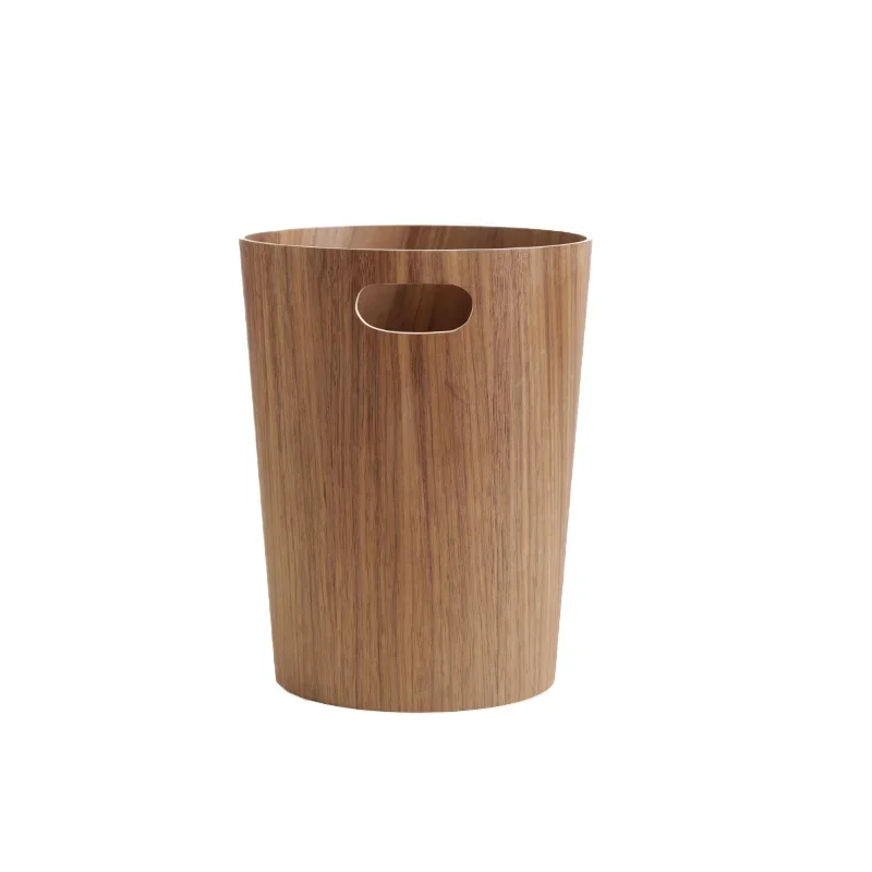 Creative Wooden Trash Can Round Simple Cleaning Tools Garbage Can Home Wastebasket Bathroom Trash Bin Kitchen Waste Storage Bins