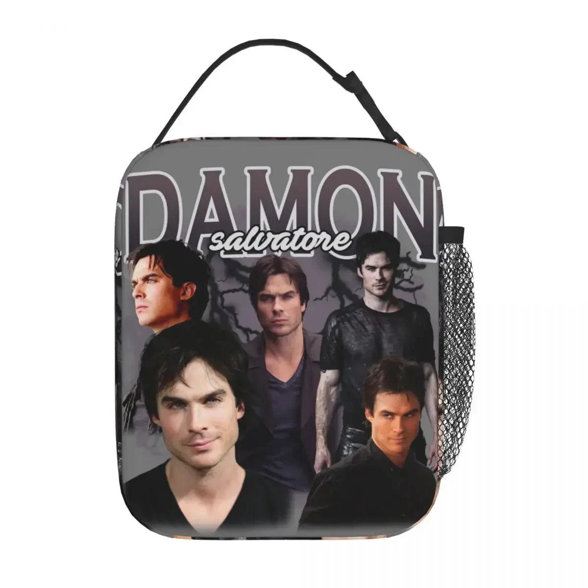 Damon Salvatore Insulated Lunch Bags Thermal Bag Reusable The Vampire Diaries Ian Somerhalder Tote Lunch Box Bento Pouch Outdoor