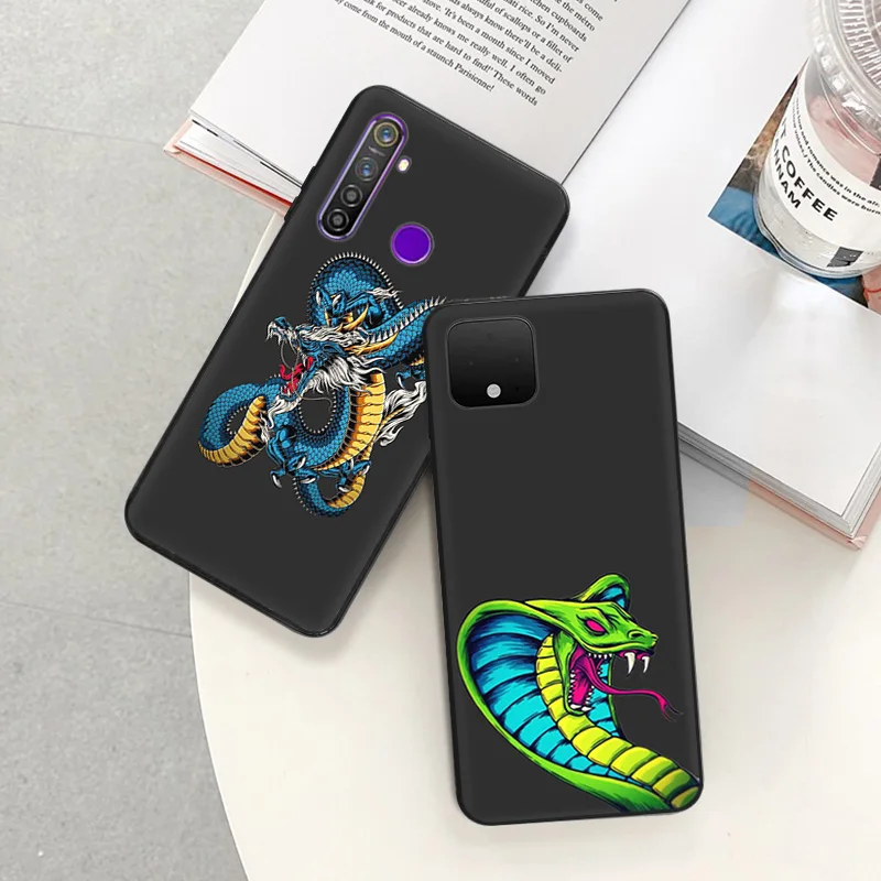 Phone Case for Pixel 8 Pro 8a 7a 6a 7 6 8 Motorola G200 Edge 40 30 20 One Fusion Snake Cobra Python Soft Black Anti-Drop Cover