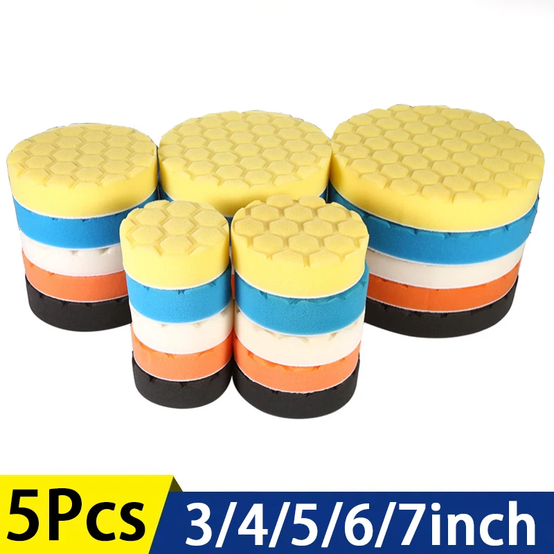 5Pcs Car Polishing Pad Kit Set Self-Adhesive Buffing Waxing Sponge Wool Wheel Polishing Pad For Car Polisher Drill