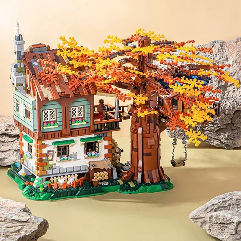 4761 قطعة وحدات بناء شجرة الغابات منزل المقصورة عجلة المياه سوينغ نهر كتل صغيرة الطوب لتقوم بها بنفسك لعبة الهندسة المعمارية للأطفال #5