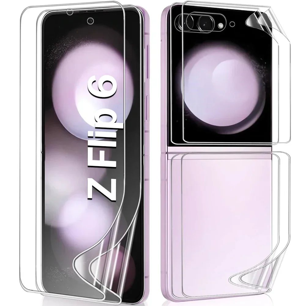 Hydrogel Screen Protector for Samsung Galaxy Z Flip 6 Inner&Outer&Back Soft TPU Anti-scratch Protective Films for Z Flip 6