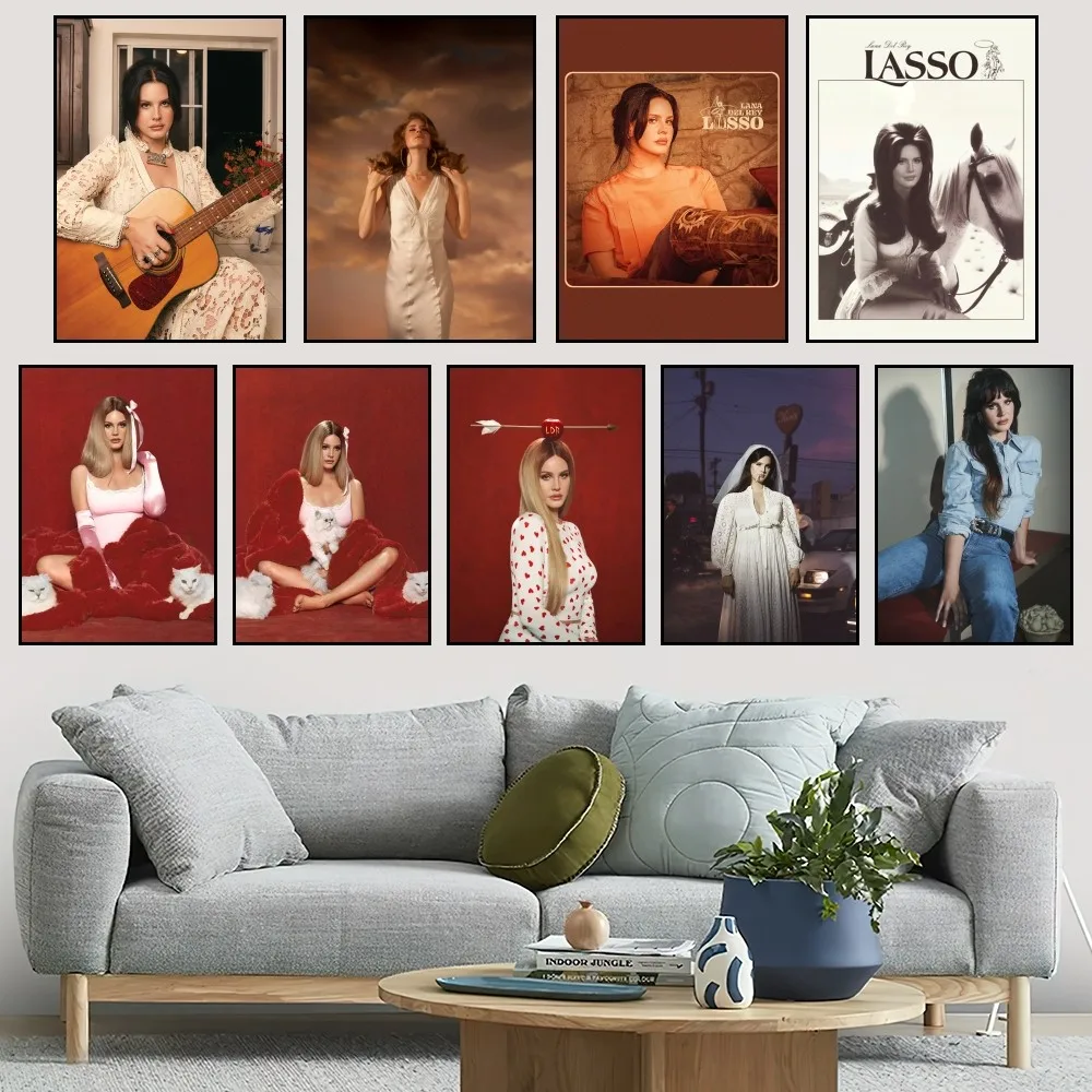 

Singer Lana Del Rey Lasso P Poster Home Bar Coffee House Decor Aesthetic Art Wall Painting Stickers Indoor