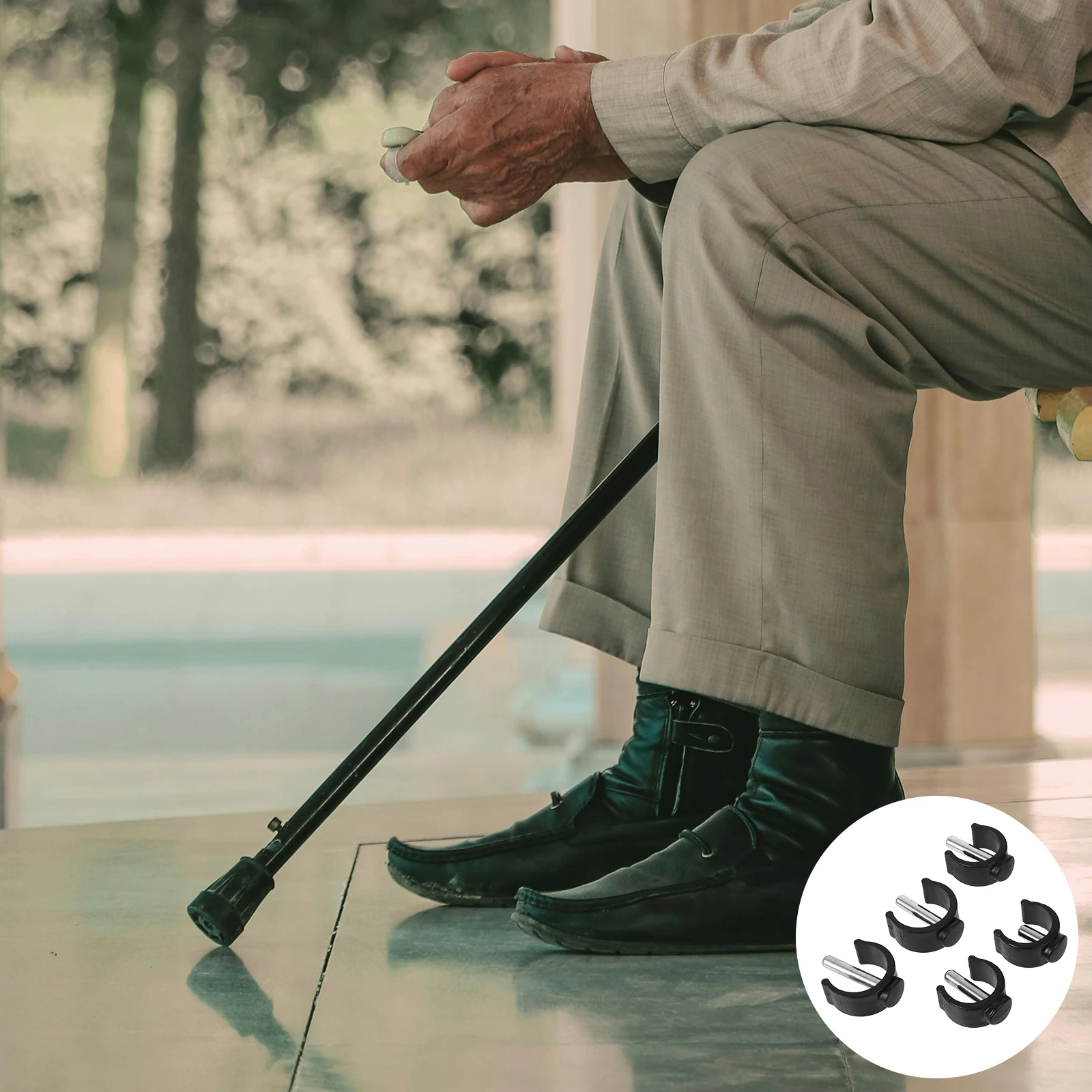 20개 워킹 스틱 C형 클램프 버클 조절 가능한 지팡이 클램프 컵 홀더 워킹 스틱 손잡이 지팡이 고정 버클 5가지 유형