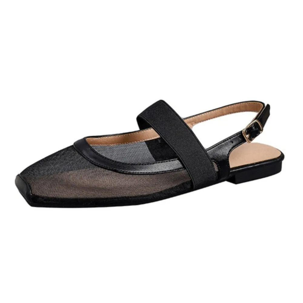Women's Flat Sandals Soft Sole Hollow Toe Sandals Women's Breathable Mesh Flat Sole Pumps Single Shoes for Women Plus Size 43 44