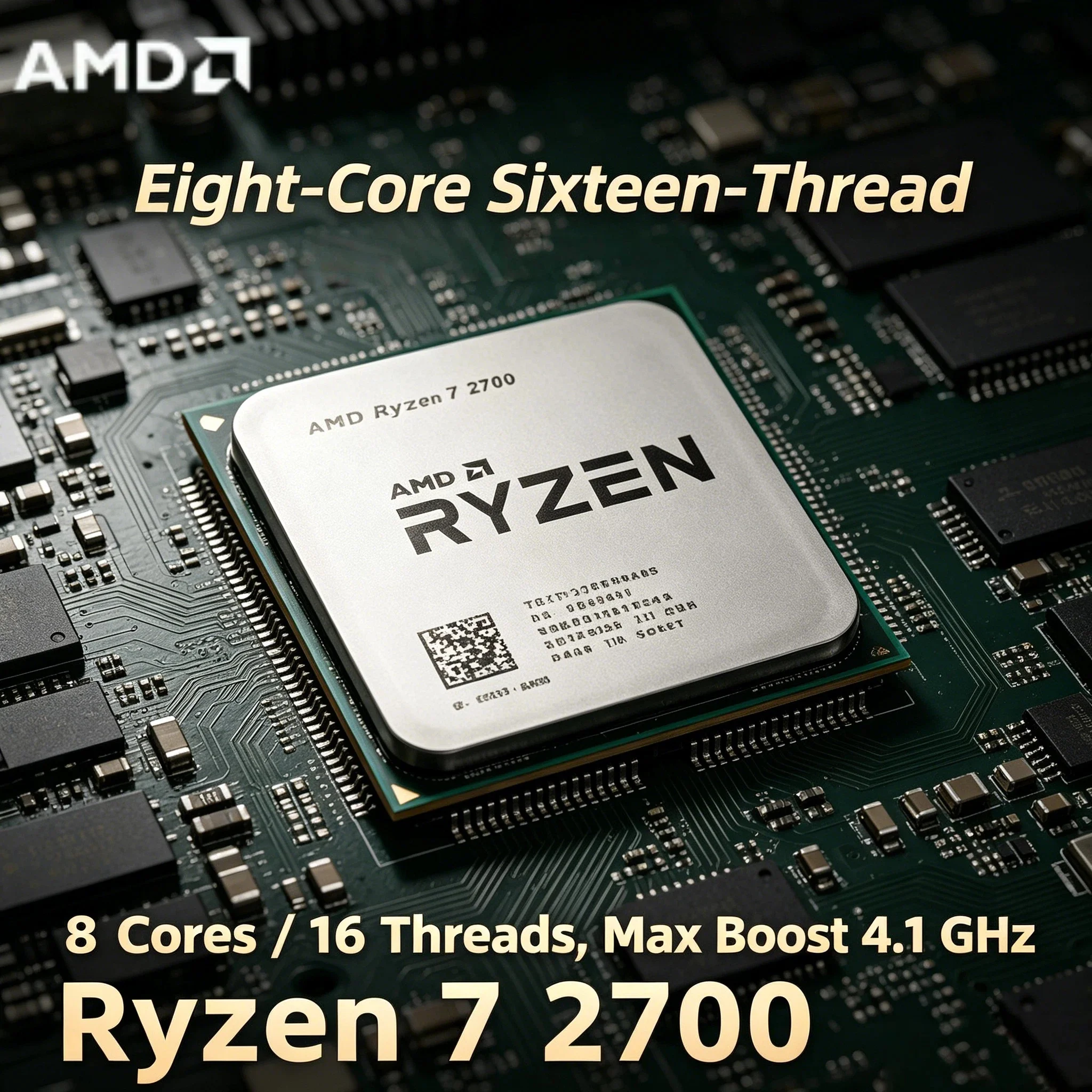 AMD Ryzen 7 2700 3.2 4.1GHz 8 Núcleos 16 Hilos L2 4M L3 16M 65W Socket AM4 Tray R7 2700 Ultra Rápido Plus HD