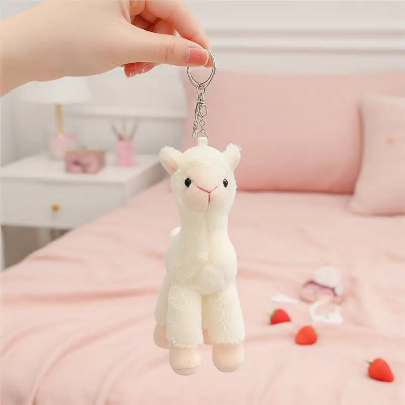 Stuffed Alpaca Sheep Keychain: Soft Cute Handmade Animal Pendant Trinket Gift for DIY Decoration, Bags & Backpacks