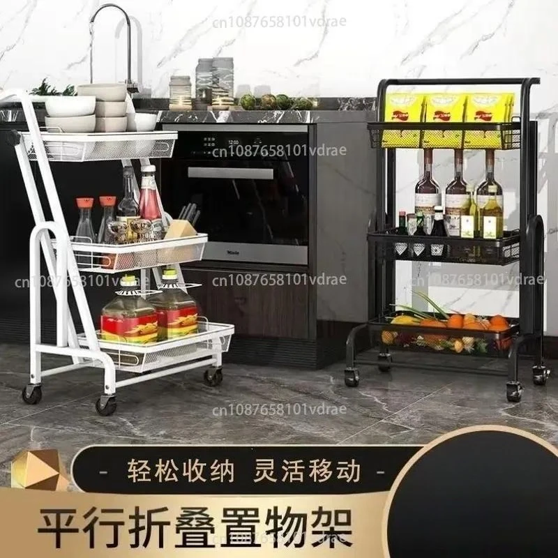 Kitchen Rack Trolley Movable Rack Multi-layer Stall Household Three-layer Multi-functional Storage Rack,1.5-inch Rubber Wheels