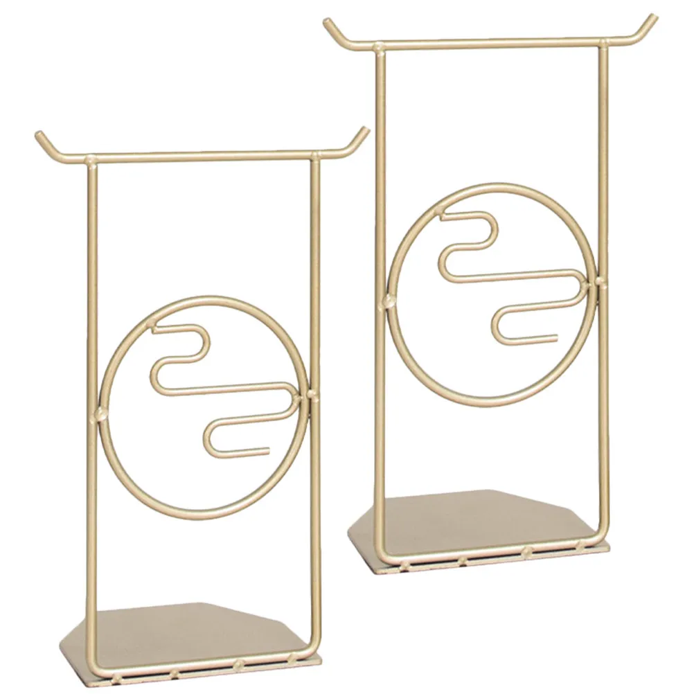 2Pcs Crafted Metal Bookend Rust Free Heavy Duty Book Holder for Bookshelf Desktop Organization Decorative Book Accessory