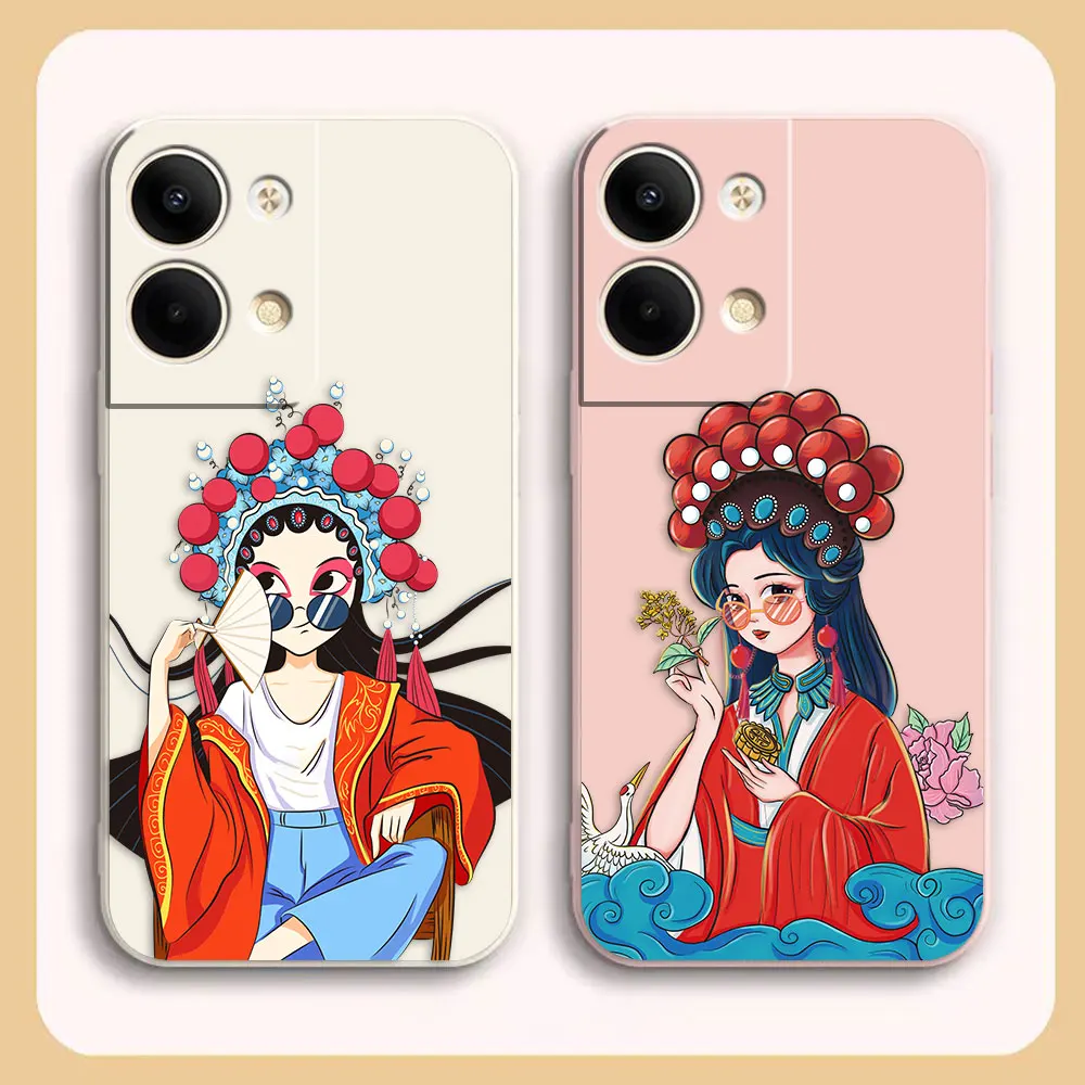 Phone Case For OPPO RENO 8 7 9 6 7SE 5 4 4SE 4 3 4G 5G PRO PLUS Colour Simple Case Funda Shell Capa Chinese Style National Dress