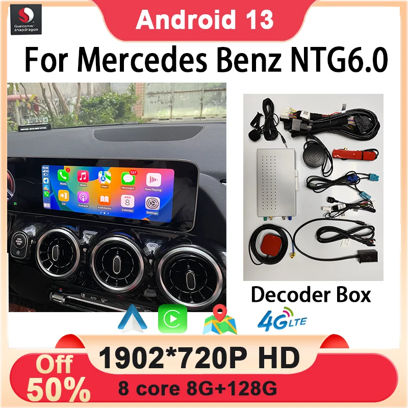 

Wireless CarPlay For Mercedes Benz NTG6.0 A C E V G GLA GLB GLC Class 2020 - 2023 Android Auto Decoder Box Touch Interface GPS