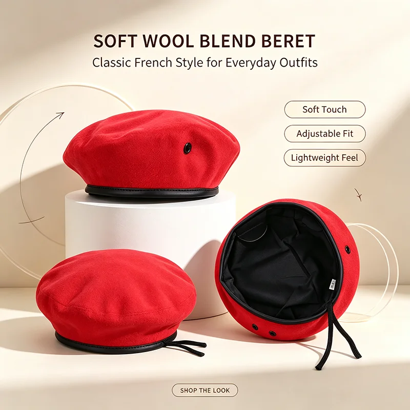 Casual Adjustable Berets Hat Solid Color Spring Autumn Cosplay Uniform Cap Adult Painter Cap Security Cap ﻿
