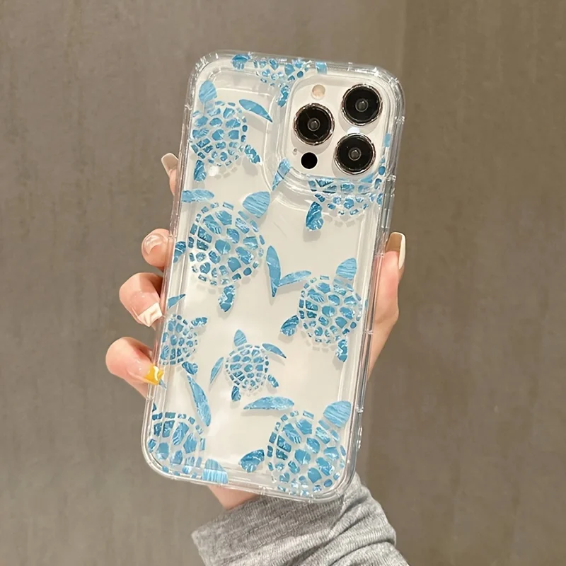 Blue Turtle Phone Case For iPhone 14 13 11 15 Pro Max 12 Mini XS XR X 8 7 Plus SE 2022 14Pro 13Pro Matte Soft Cov
