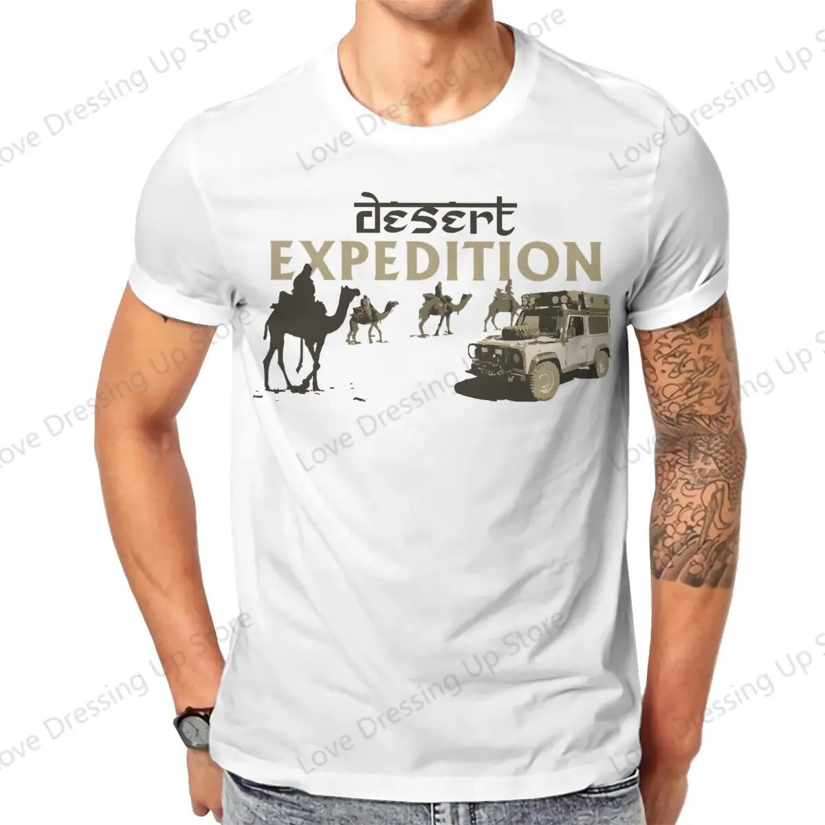 Desert Expedition Pure cotton printing men's Tshirt Short Sleeve Tshirts Camel Trophy Sport Tops