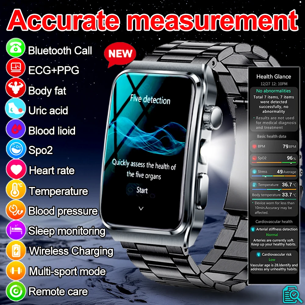 

2025 New Uric acid Blood lipids Smart Watch Men ECG+PPG Blood pressure Blood oxygen Bluetooth Call Health NFC Smart watch women