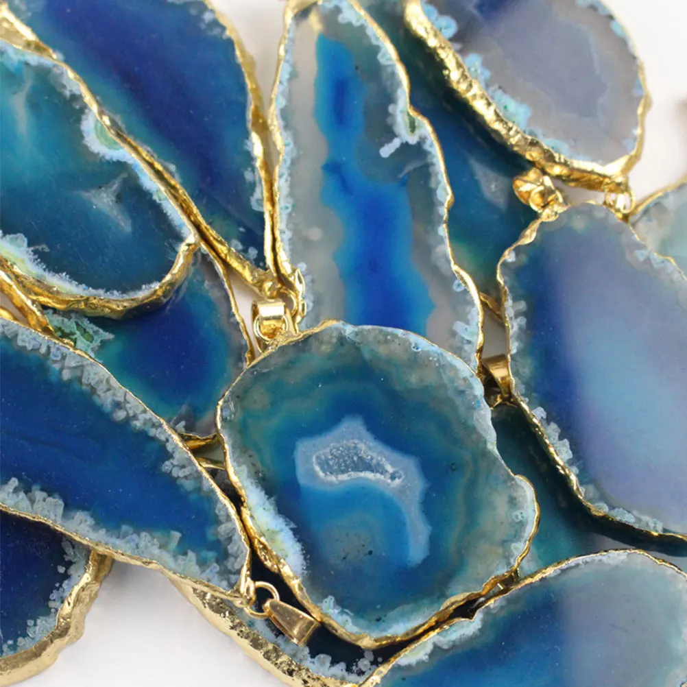 

3 pcs Agate Wind Chime Hanging Decor Stone Pendant Diy Jewelry Accessories Blue For Necklace Bracelet Keychain Cosplay Unique