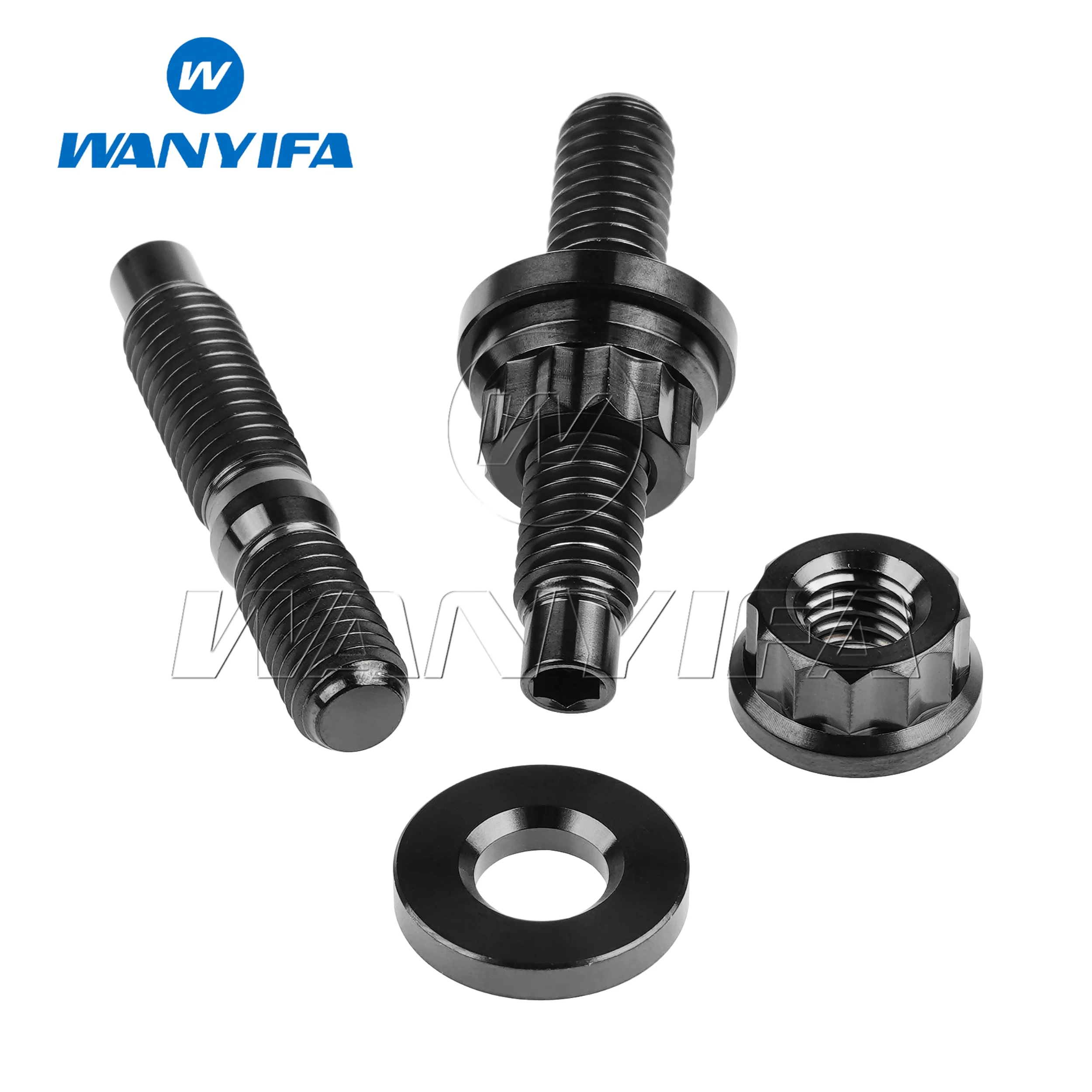 Wanyifa GR5/Tc4 Titanium Bolt M8/M10 P1.25 Stud Bolt is Suitable For Motorcycle Car Engine Exhaust Pipe Screws 5/12PCS