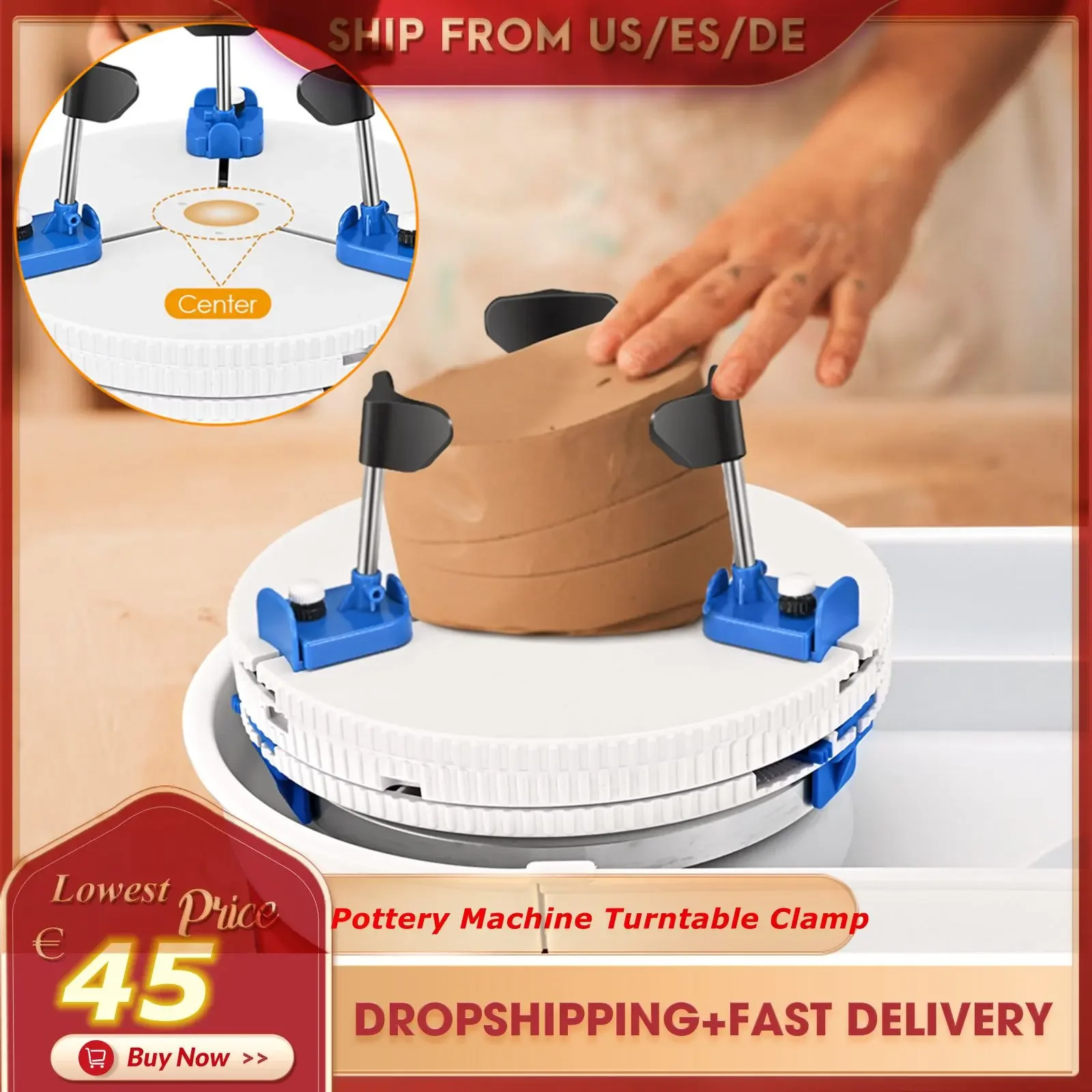 

Adjustable Pottery Ceramic Trim Holder Centering Wheel Clamp Plastic Plate for Clay Sculpting Modelling Repair