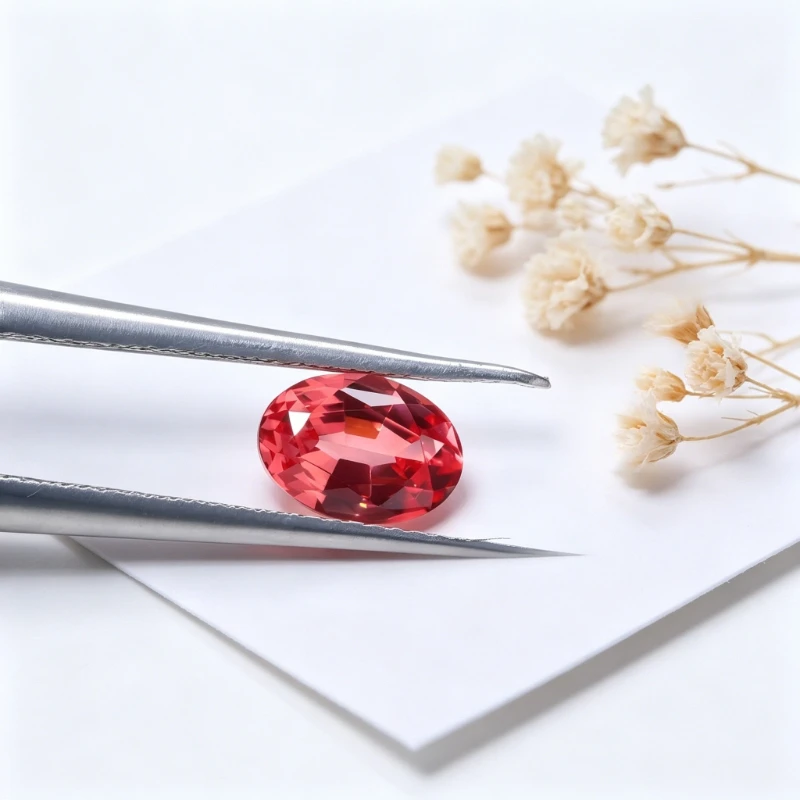 Synthetischer Saphir Feuerlotus-Farbe Padparadscha Ovale Form Zertifizierbar Wählbar Großhandel – Detail 3