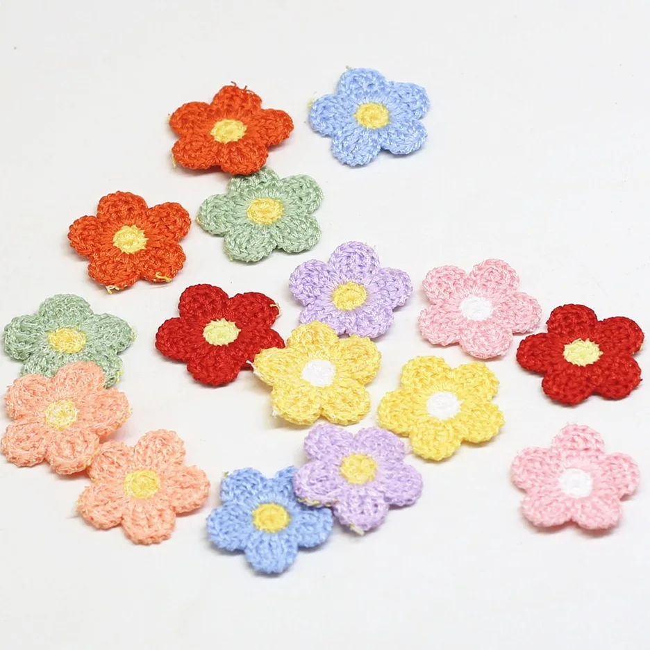 10PCS Handmade Yarn Knitted Daisy Flowers for Hand Sewing or Adhesive Clothing Decoration &Jewelry Making Wool Simulation Flower