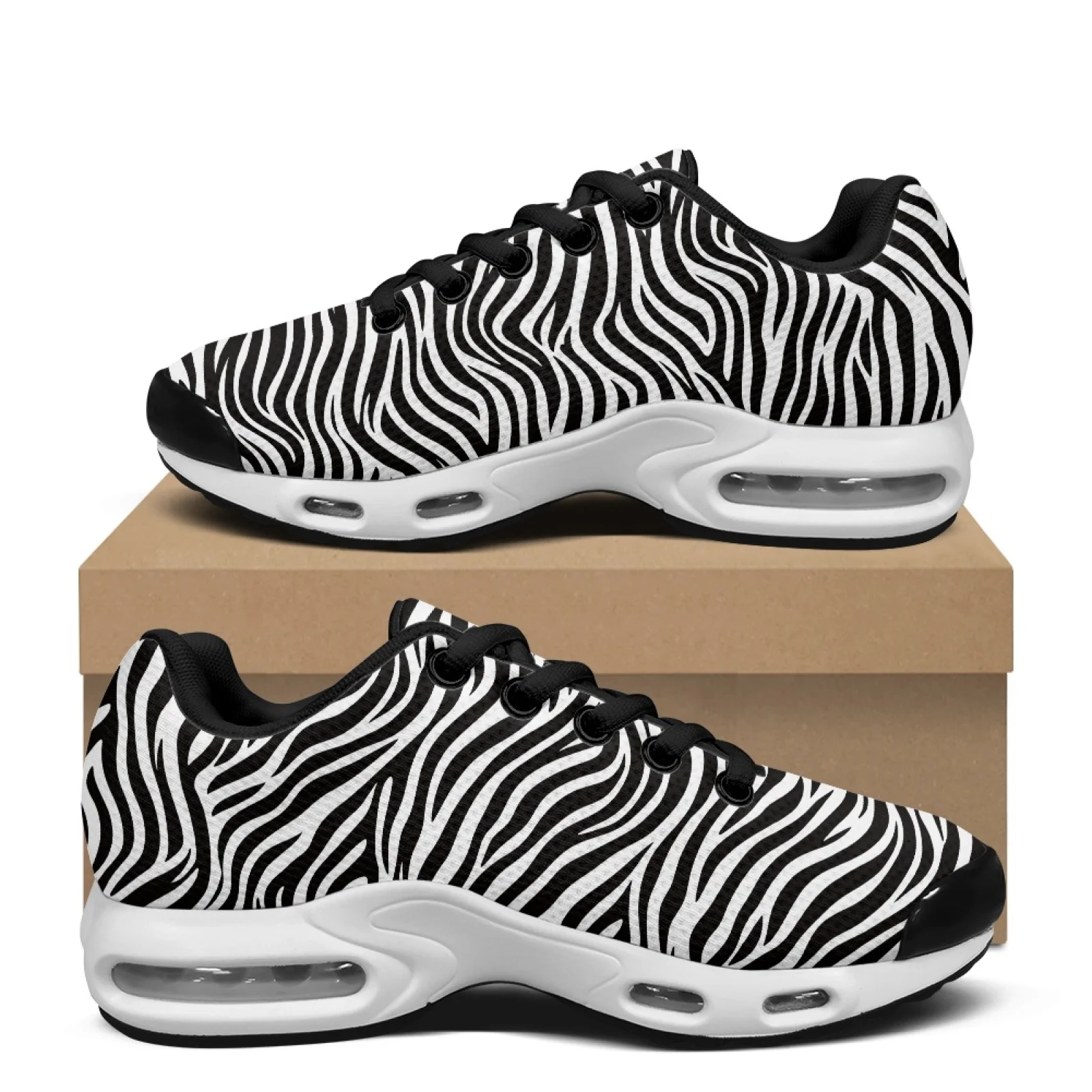 PENSTROLL Brown Zebra Breathable Sport Shoes for Men Mesh Sneaker Walking Shoes Tennis Fashion Sneakers