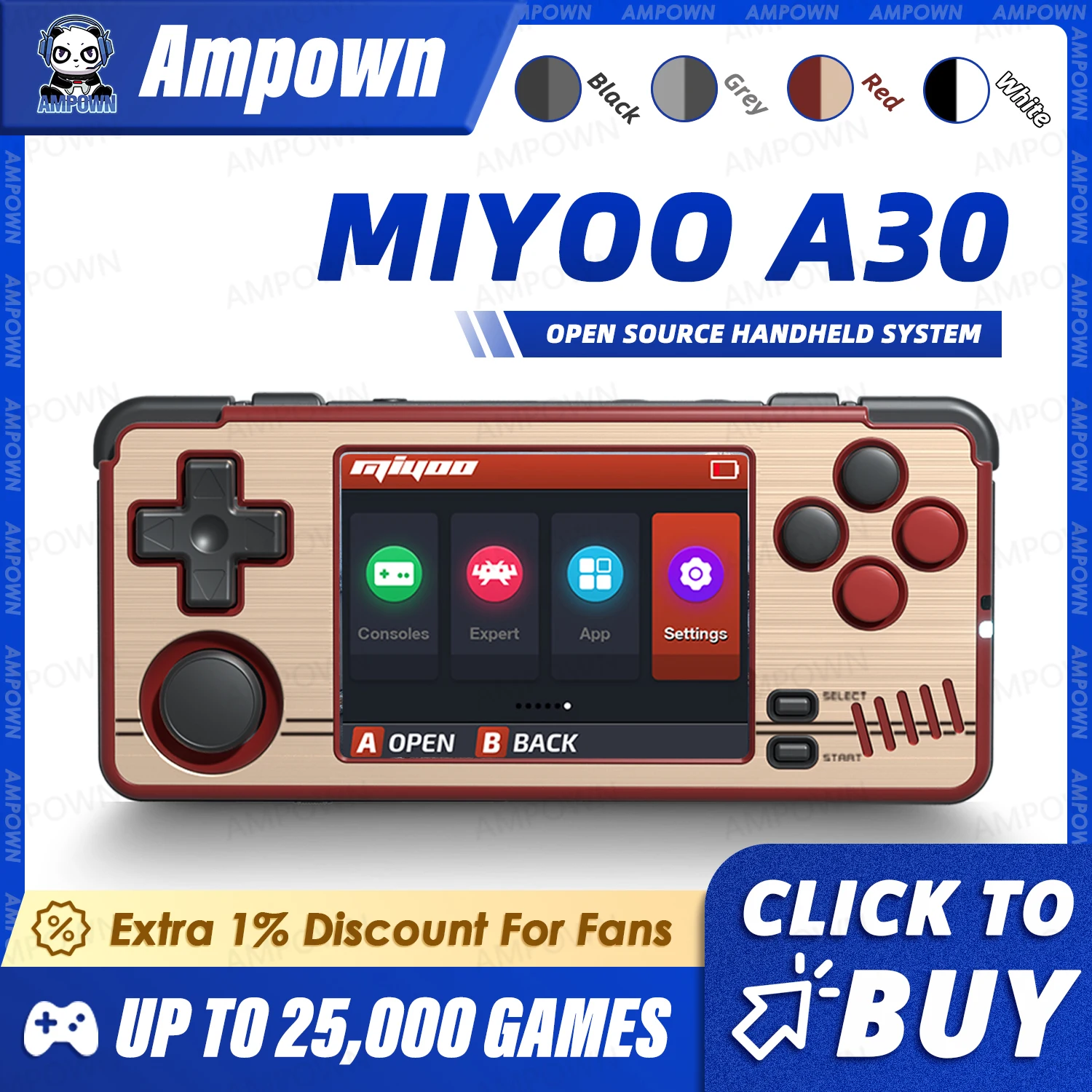 

MIYOO A30 Handheld Game Console 2.8'' IPS Screen Linux System 2.4GWifi Retro Emulator Video Console Vibration Motor Player Gifts