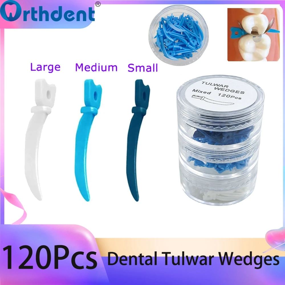 

120Pcs Dental Tulwar Wedges Refill Wedge Disposable Plastic Wedges For Sectional Matrix System With Hole S/M/L Dentistry Tools