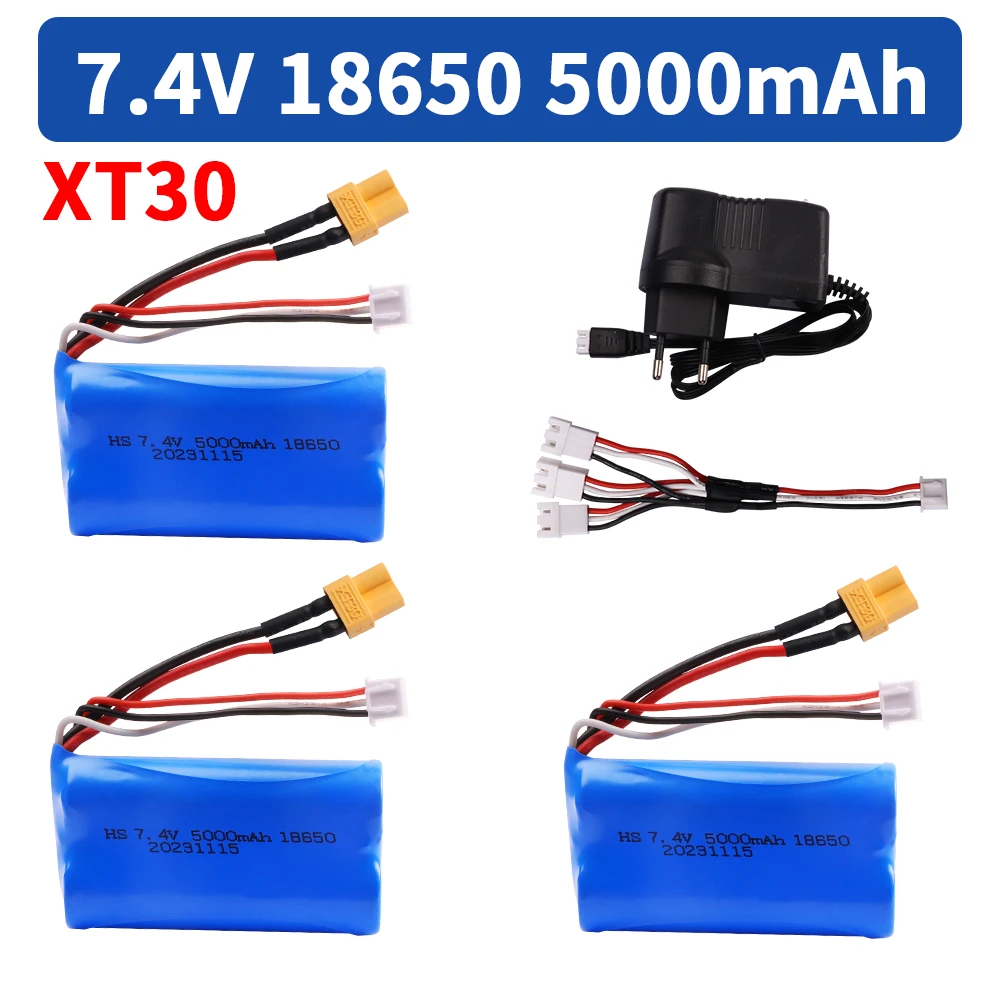 18650 7.4V 5000mah XT30 Plug Li-ion Battery and Balance Charger For Huina 580550 583 582 RC Cars Drone spare parts toys Battery