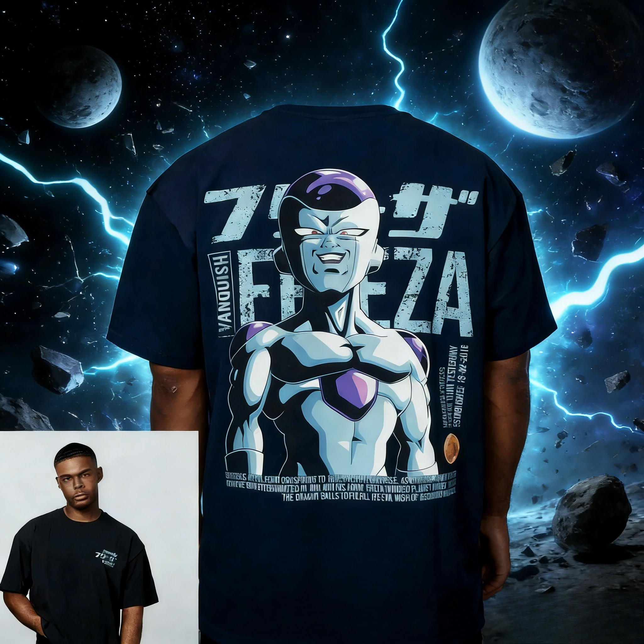 

Мужская винтажная футболка из чистого хлопка с принтом Dragon Ball Frieza, летняя коллекция 2026, повседневная свободная спортивная модель