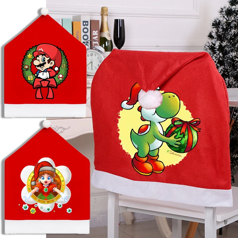 سوبر ماريو برو عيد الميلاد غطاء مقعد أنيمي الكرتون موضة غطاء كرسي 2026 السنة الجديدة عيد الميلاد لوازم ديكور المنزل اكسسوارات #1