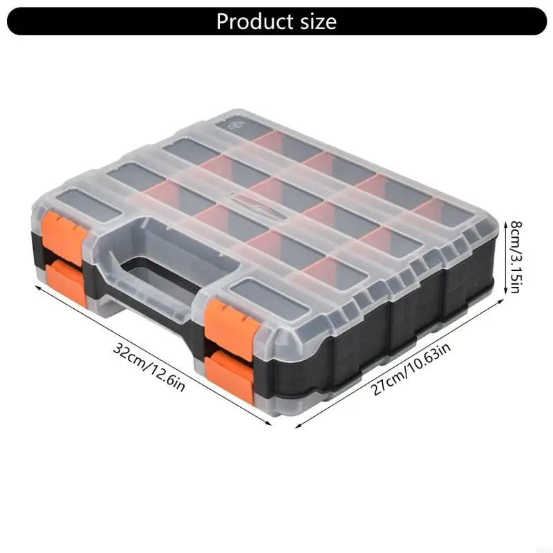 Plastic Screw Box with Removable Divider Tool Part Container Bin Double Side Tools Box for Screws & Small Part