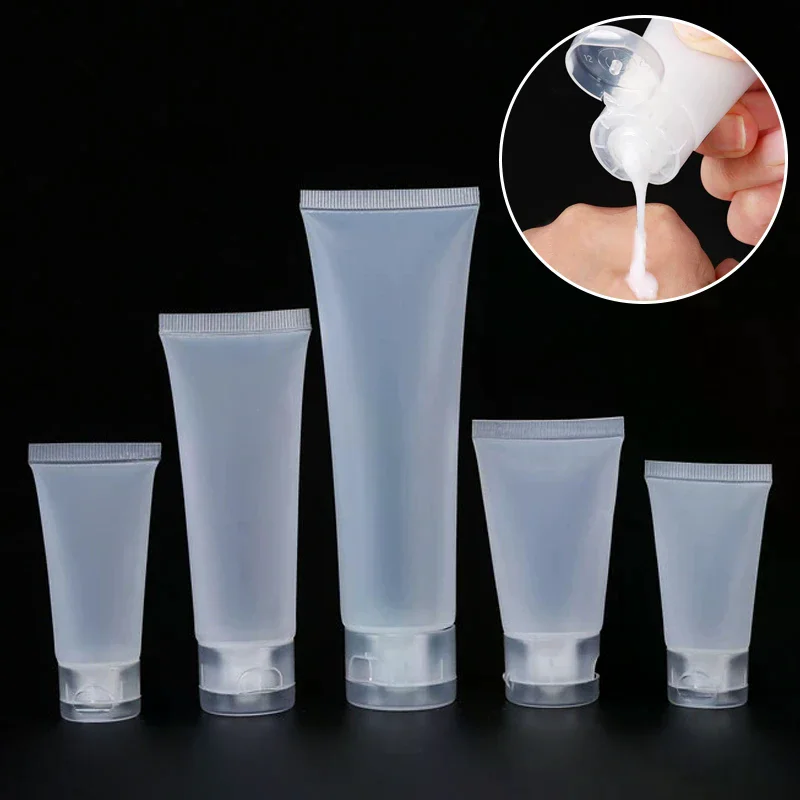 10 szt. Puste tubki do wyciskania 15ml-100ml, pojemniki PE na błyszczyk, butelki na próbki, tubki wielokrotnego użytku na błyszczyk, krem, pojemniki DIY