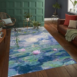 Monet Lotus Painting Artistic Rugs Carpet for Bedroom Home Decor Floor Mat Rug Anti-skid Mat for Living Room Christmas Gift