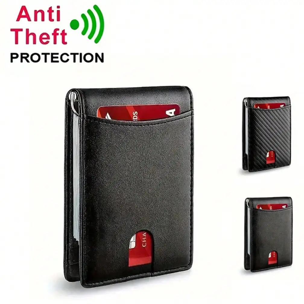 

Multifunctional Ultra-Thin RFID Blocking Men's Bifold Wallet Credit Card Holder, Minimalist Front Pocket Design With ID Window And Multiple Card Slots, Large Capacity Money Clip, Pocket Purse, Easy To Carry, Easily Removable Money & Cards, Gift For Men