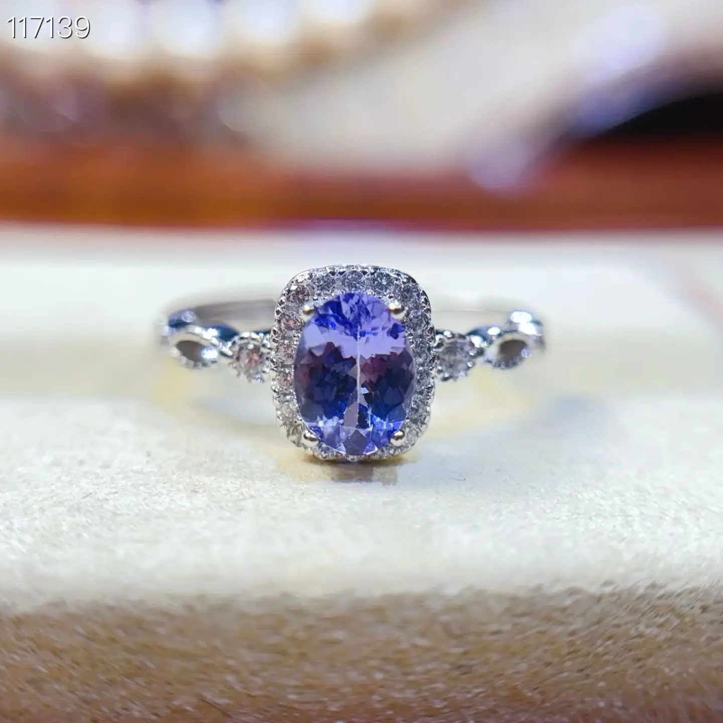 

Настоящее серебряное кольцо 925 пробы, кольцо с натуральным танзанитом, 5 мм * 7 мм, 0,7 карата, ювелирные изделия из танзанита с покрытием из 18-каратного золота