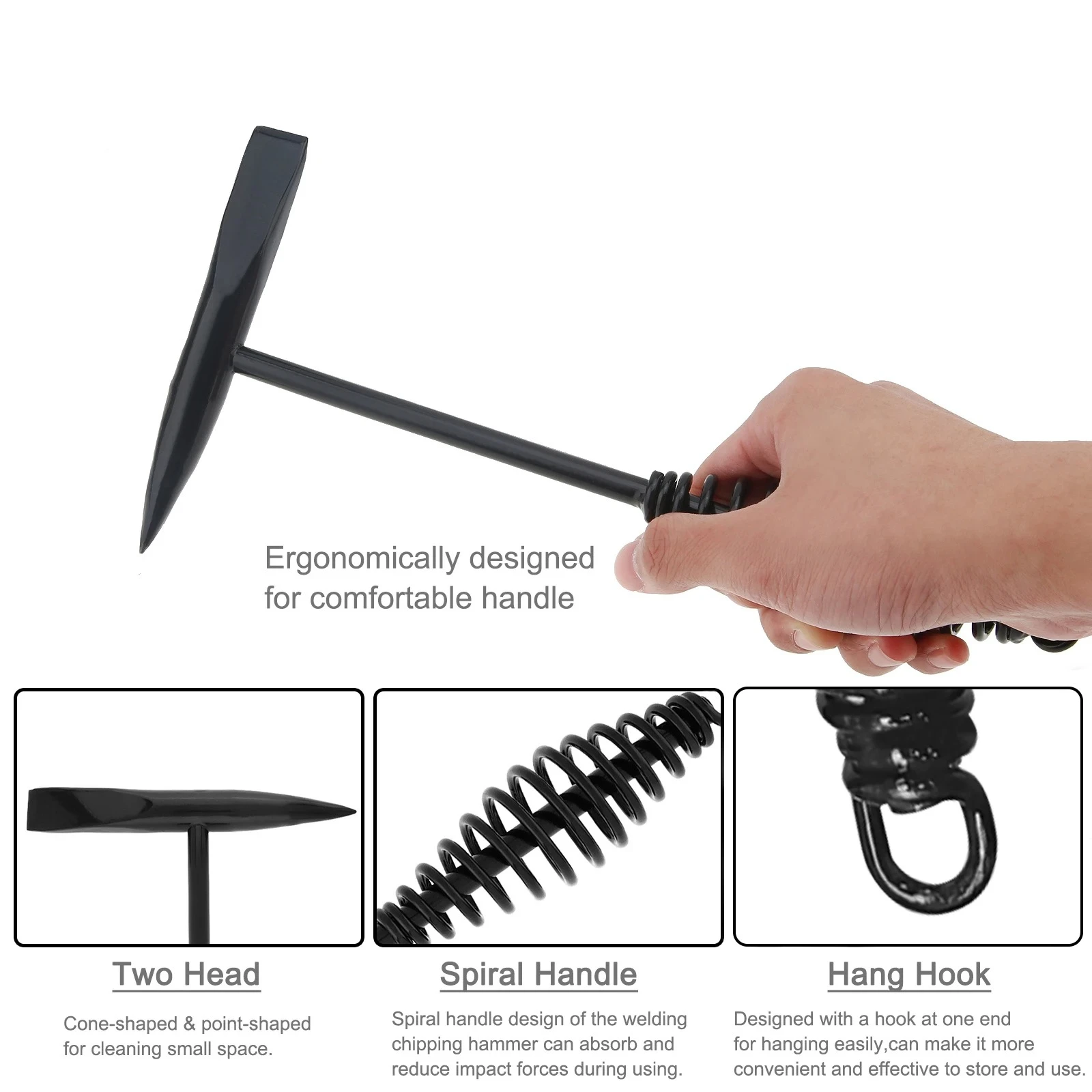 300g/500g High Carbon Steel Welding Chipping Hammer Spring Handle Derusting Slag Removal Tool For Welder Electrician